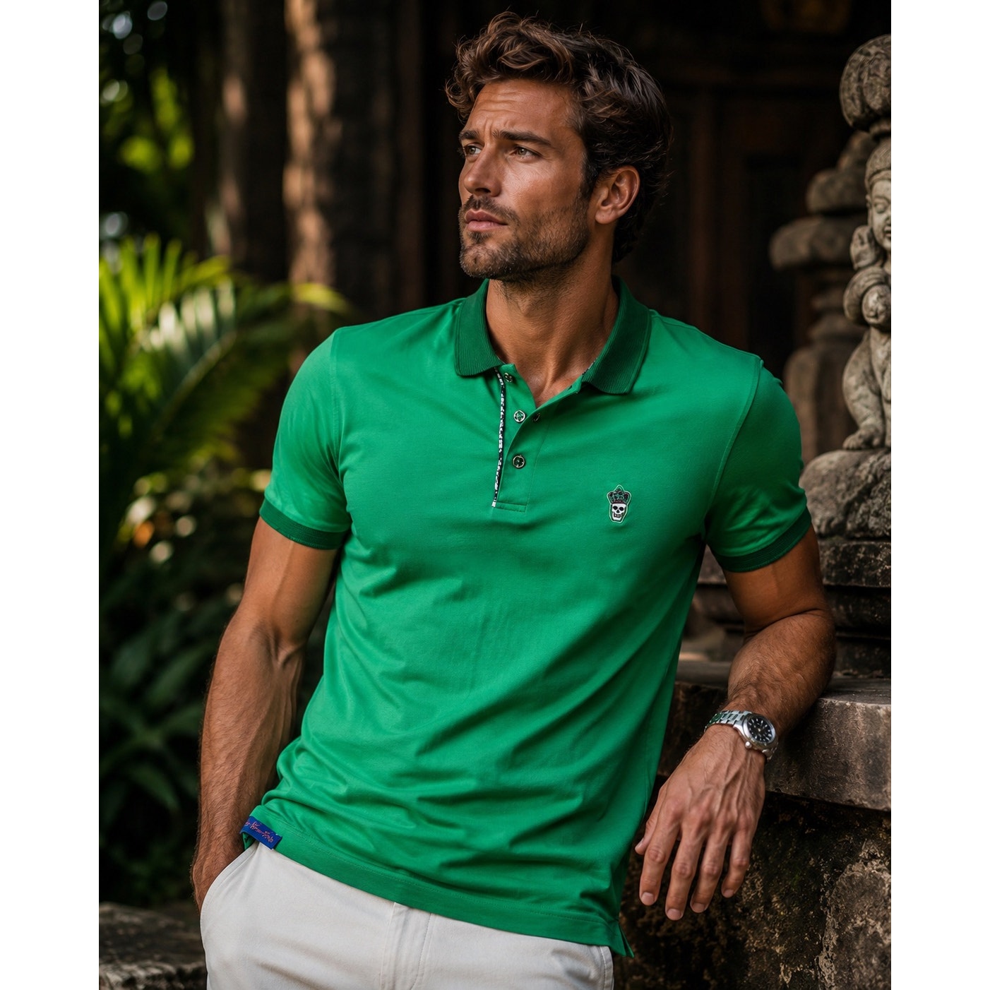 Robert Graham Lucifer Knit Classic Fit Polo in Green — Size Small // Preowned