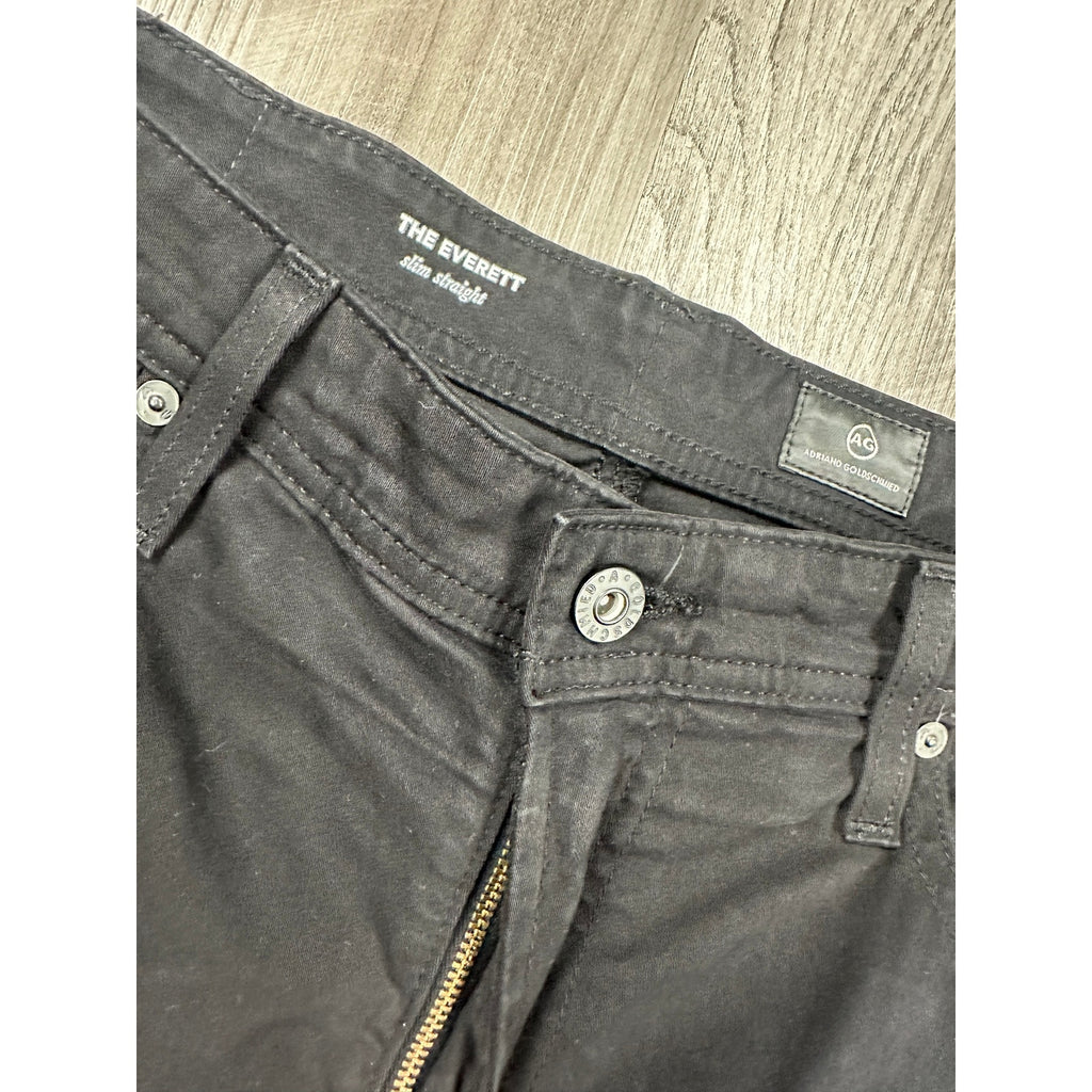 AG Adriano Goldschmied Everett Slim Straight Pants in Black — Size 34x34 // Preowned