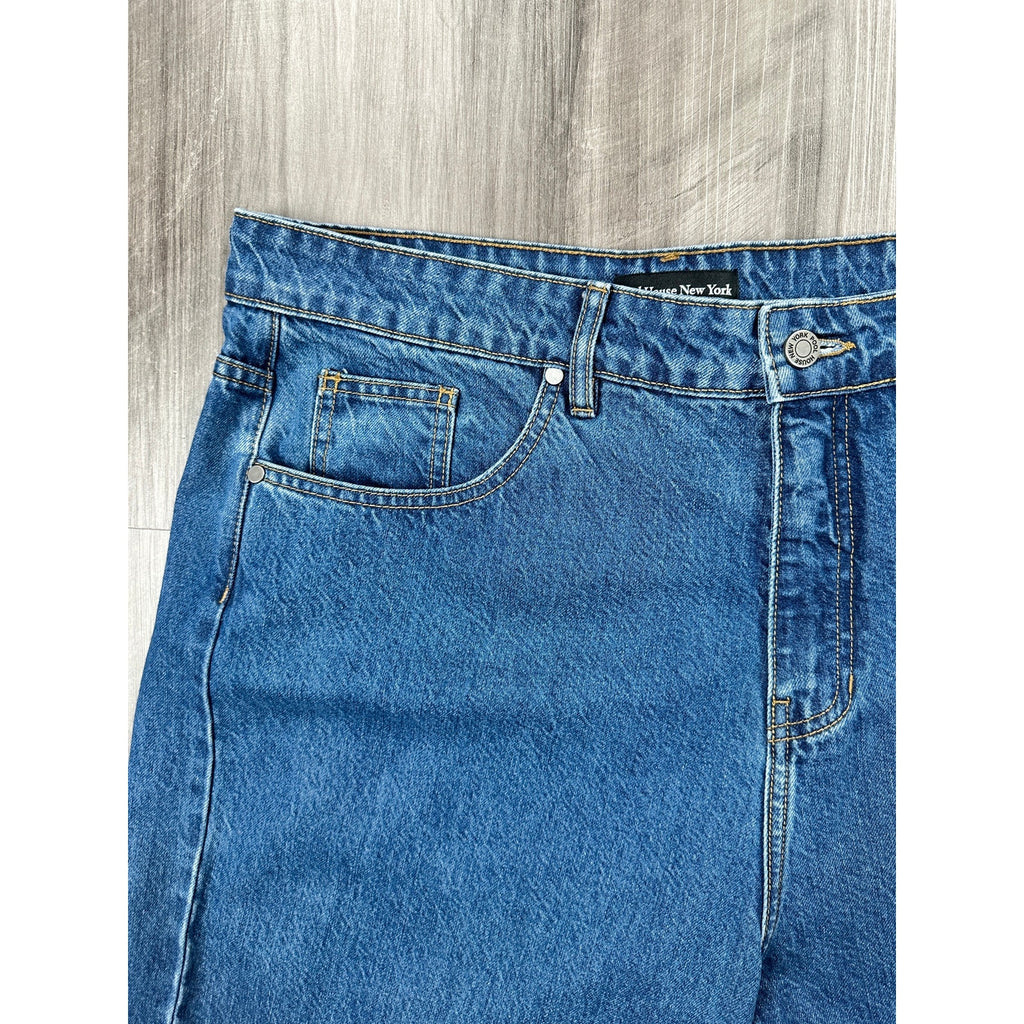 Pool House New York Wide Leg Straight Jeans in Blue — Size 38 // Preowned