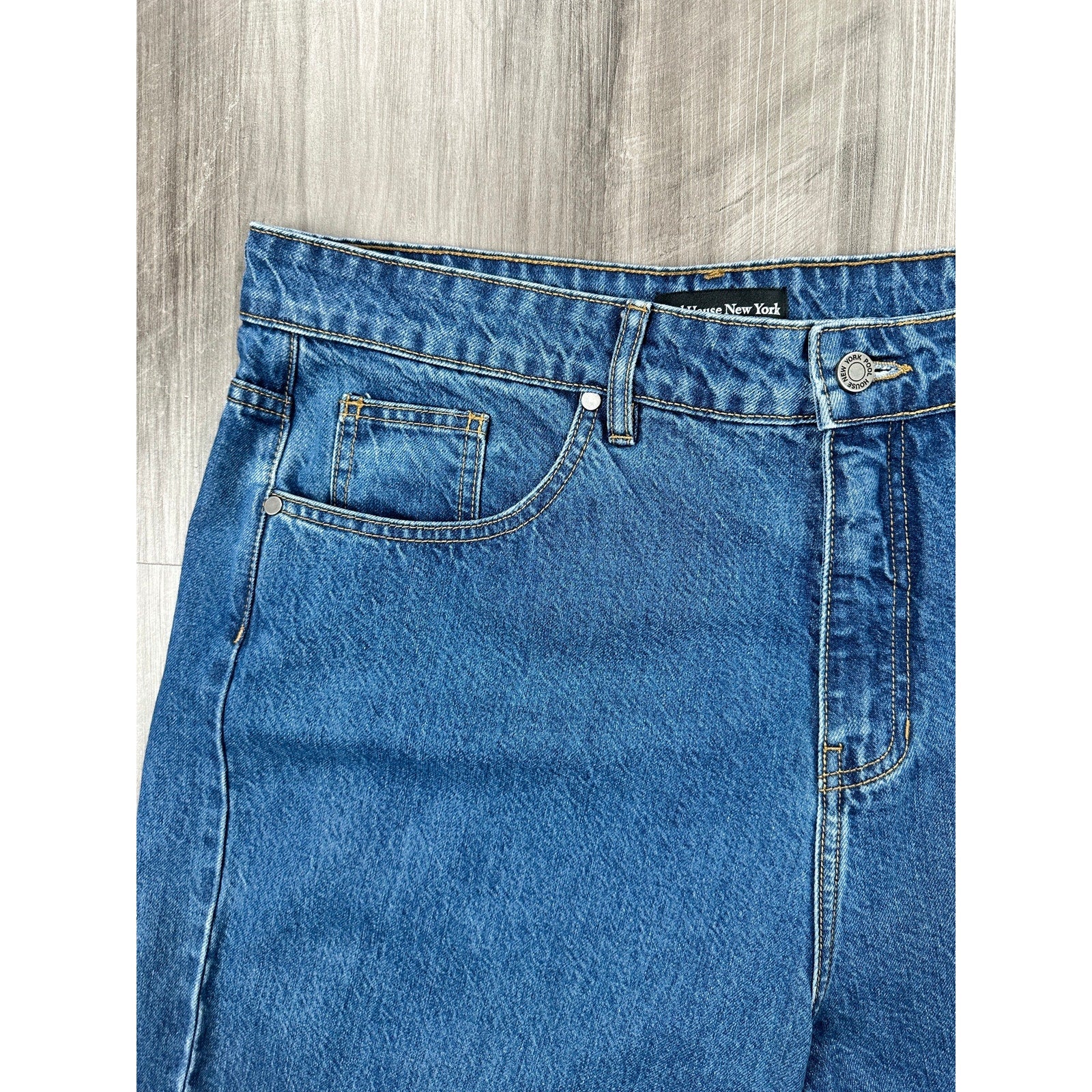 Pool House New York Wide Leg Straight Jeans in Blue — Size 38 // Preowned