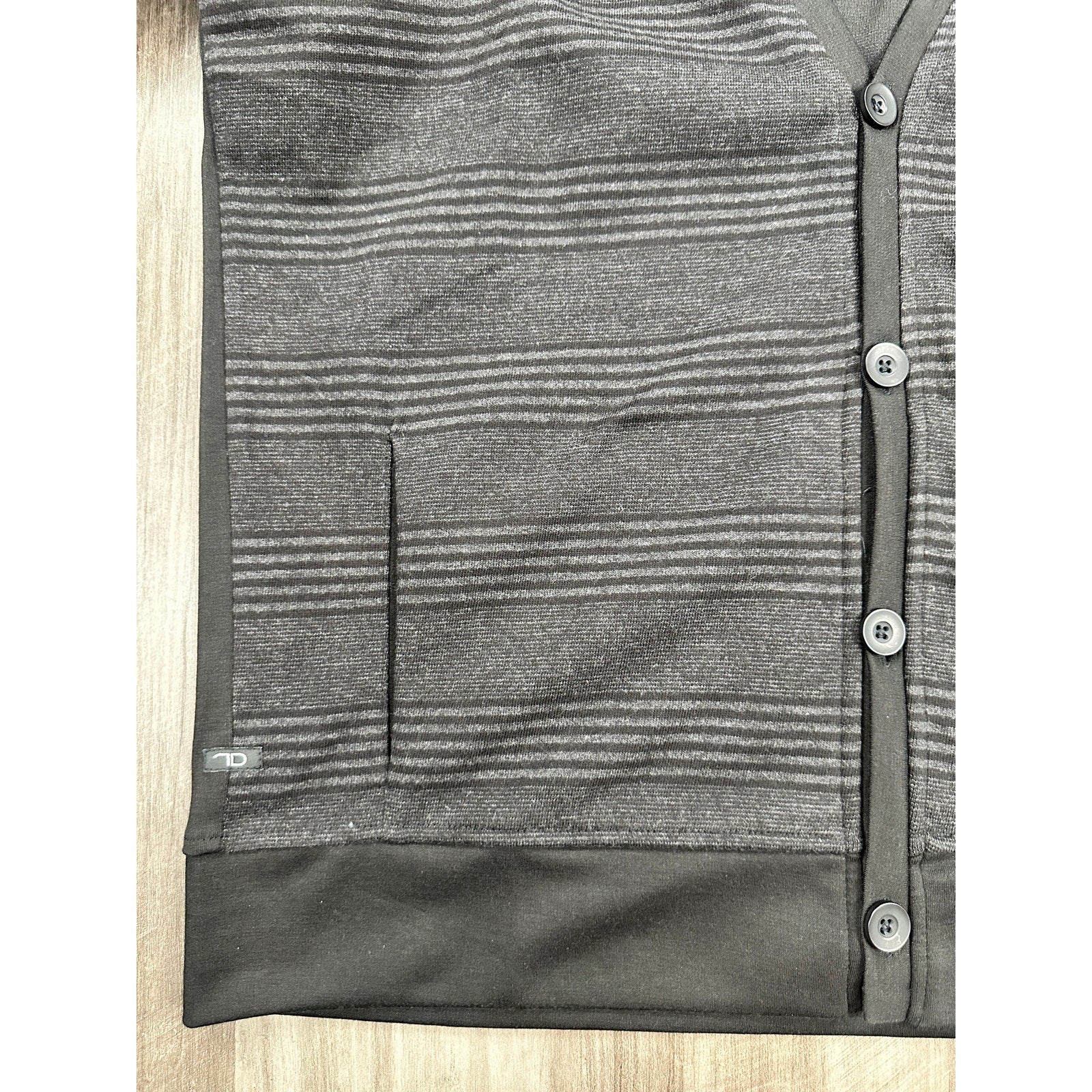 7 Diamonds Dakmont Striped Cardigan Sweater in Black Charcoal — Size XL