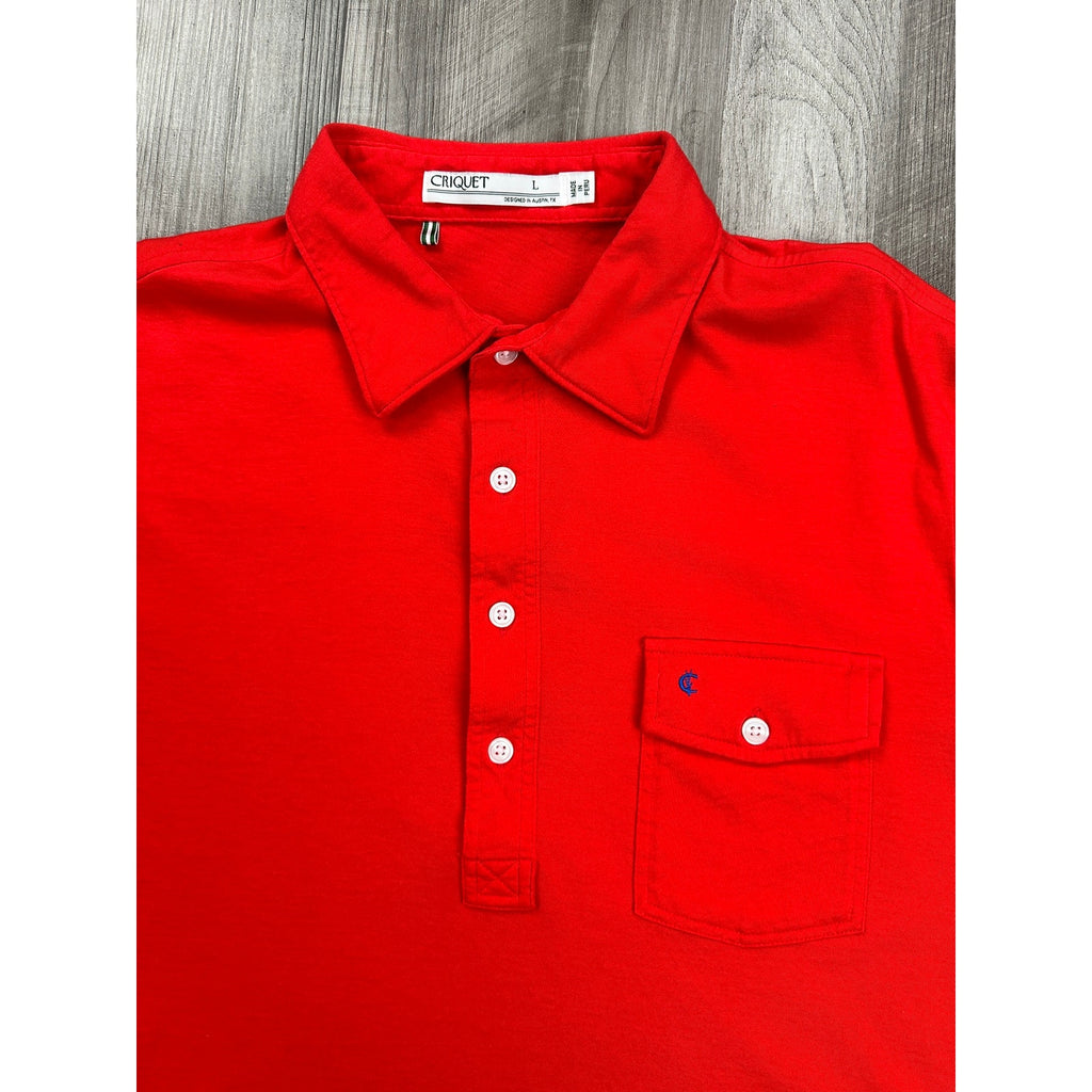 Criquet Players Classic Polo Shirt in Red — Size Large // Preowned