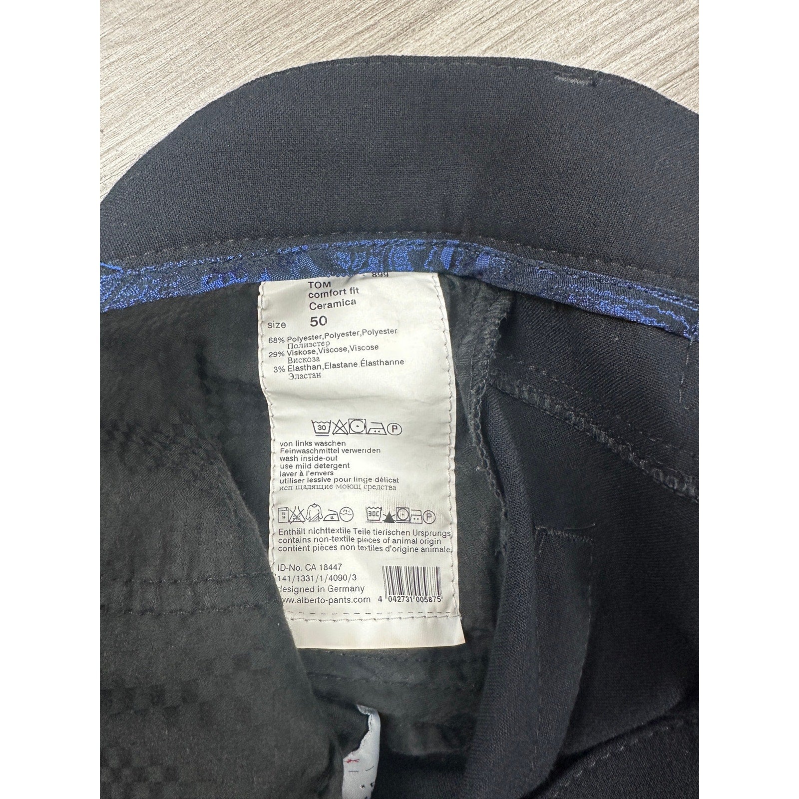 Alberto TOM Comfort Fit Ceramica Performance Dress Pants in Black — Size 50 (US 34) // Preowned