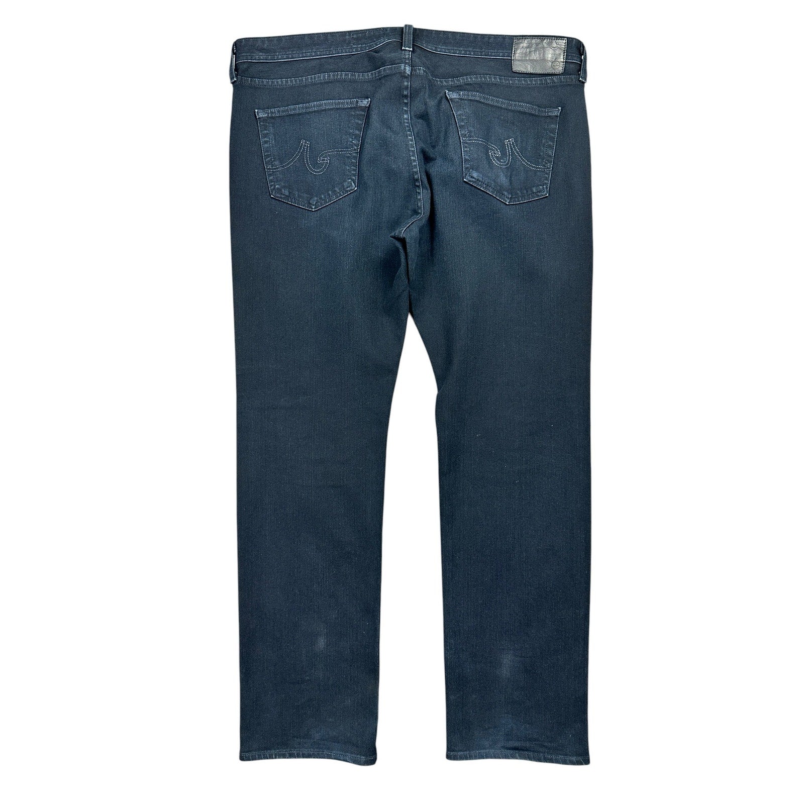 AG Adriano Goldschmied The Matchbox Slim Straight Jeans in Dark Blue Stone Wash — Size 40 // Preowned