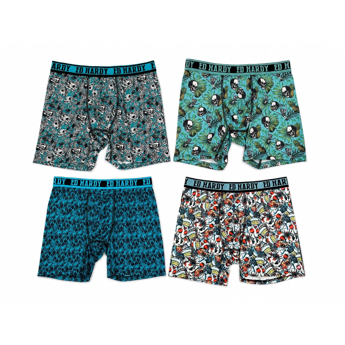 Ed Hardy Performance Boxer Briefs 4-Pack — Size Medium