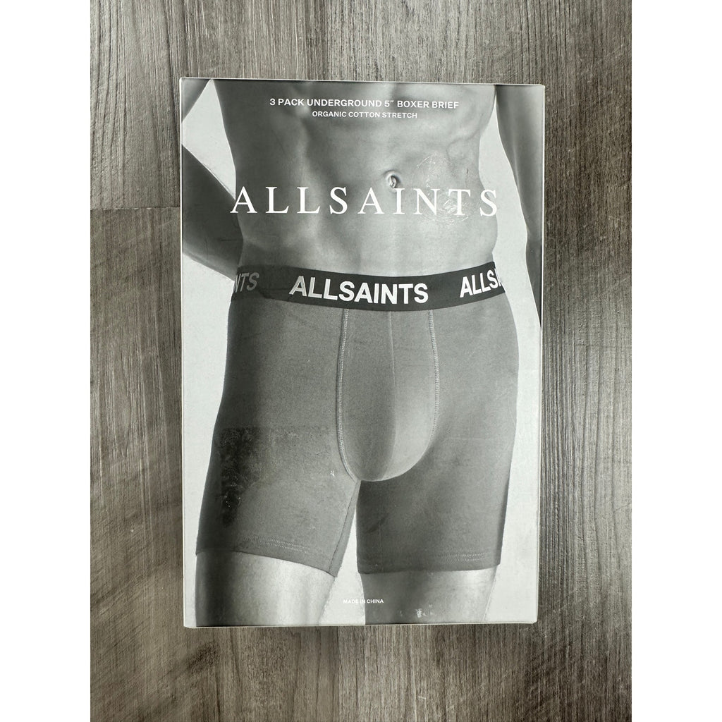 All Saints Underground Organic Cotton 4-Way Stretch 5-Inch Boxer Brief 3-Pack in Grey Multi — Size Small