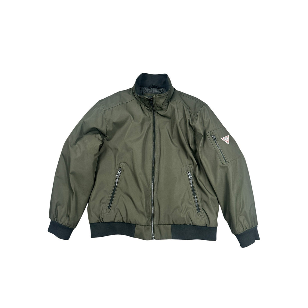 Guess Quilt Lined Full Zip Jacket in Olive Green Black — Size XL // Preowned
