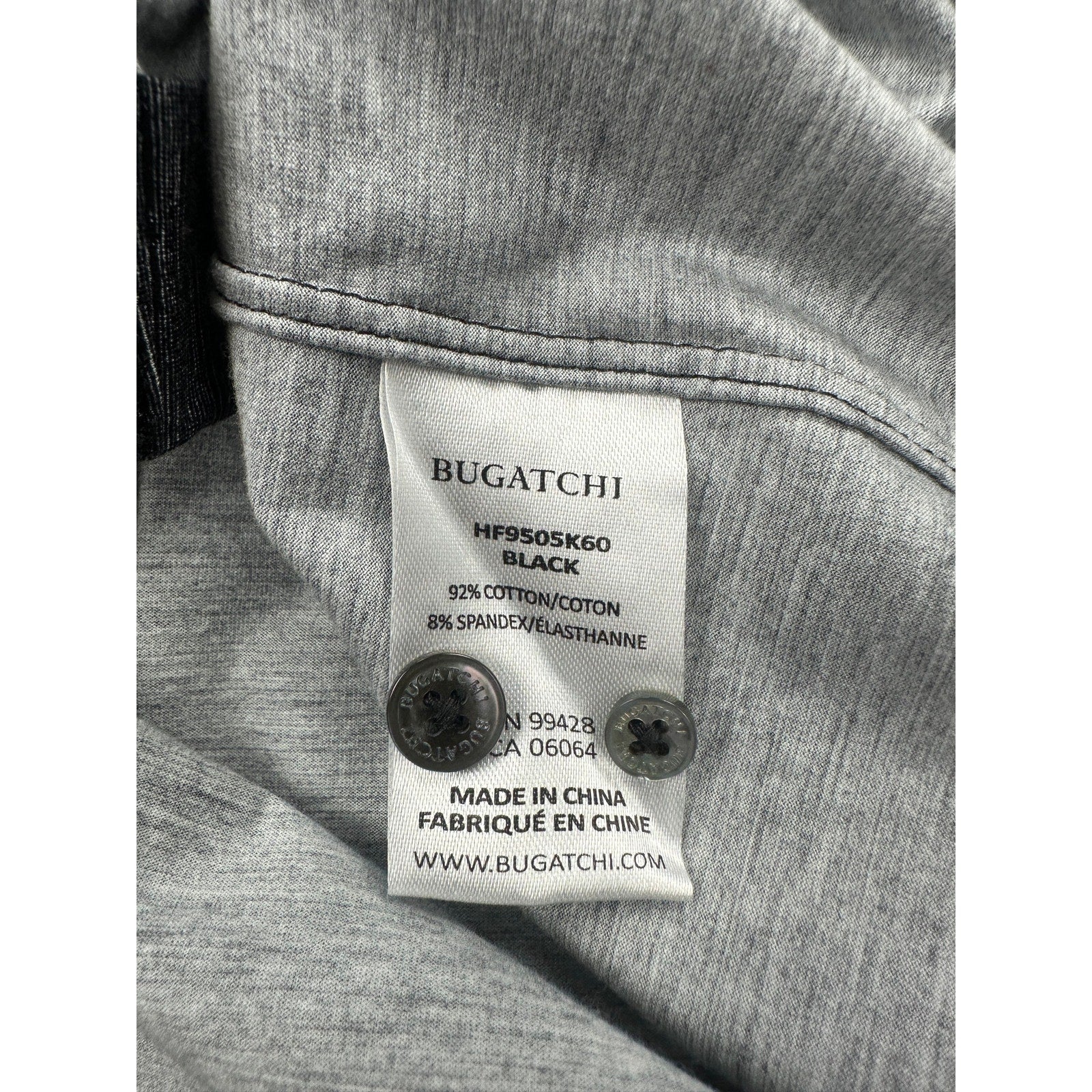 Bugatchi James Heathered OoohCotton 8 Way Stretch Long Sleeve in Heather Black — Size Medium // Preowned