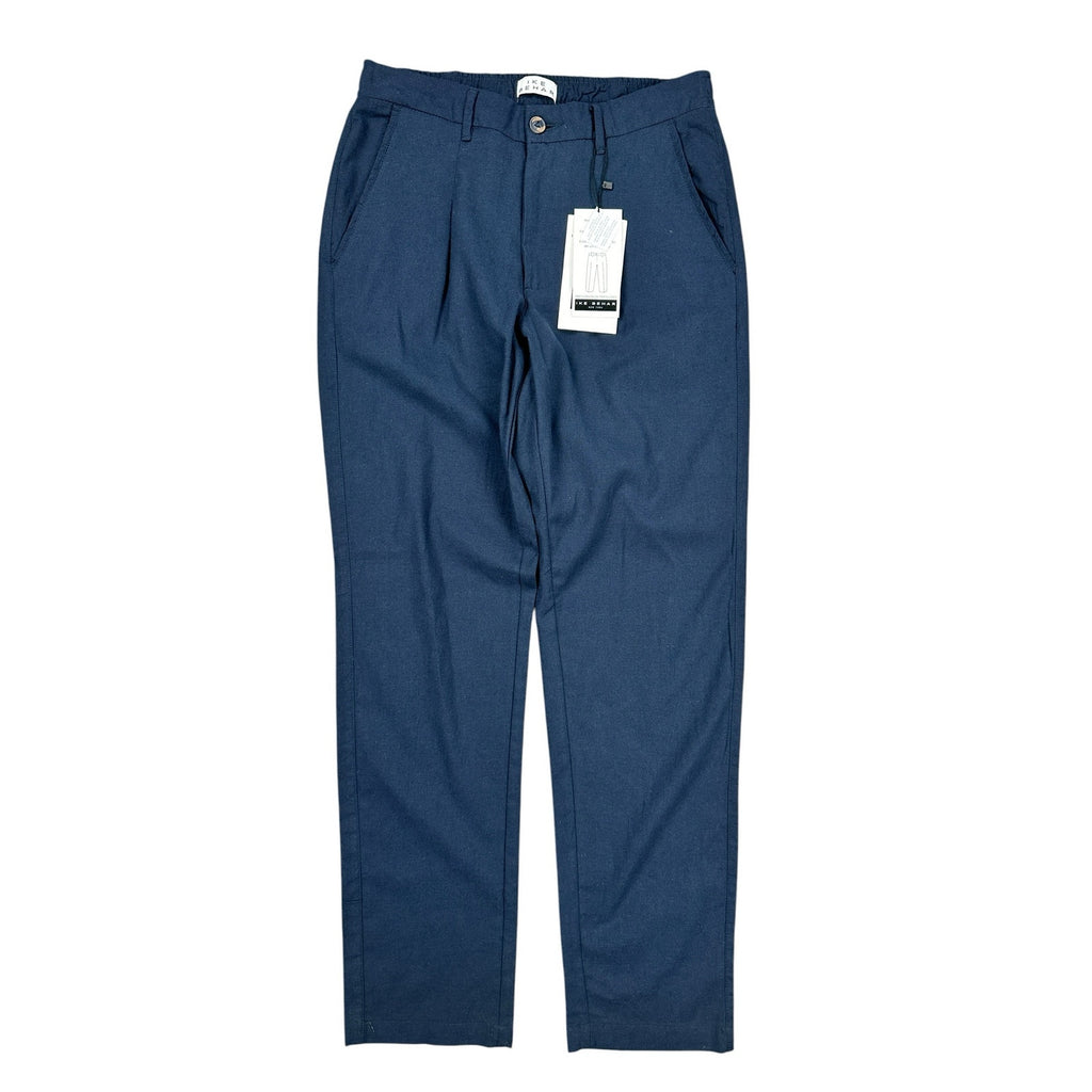 Ike Behar Unstructured Suit in Dark Navy Cotton Linen Spandex — Size Small