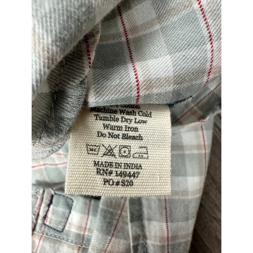 The Normal Brand Plaid Long Sleeve Button Down in Gray Tan Red and White — Size XL // Preowned