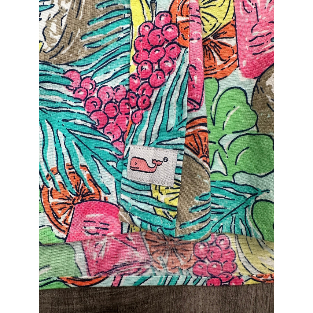 Vineyard Vines Tropical Classic Fit Short Sleeve Murray Shirt in Green, Pink, Blue, Yellow, Orange, Brown, White — Size XL // Preowned