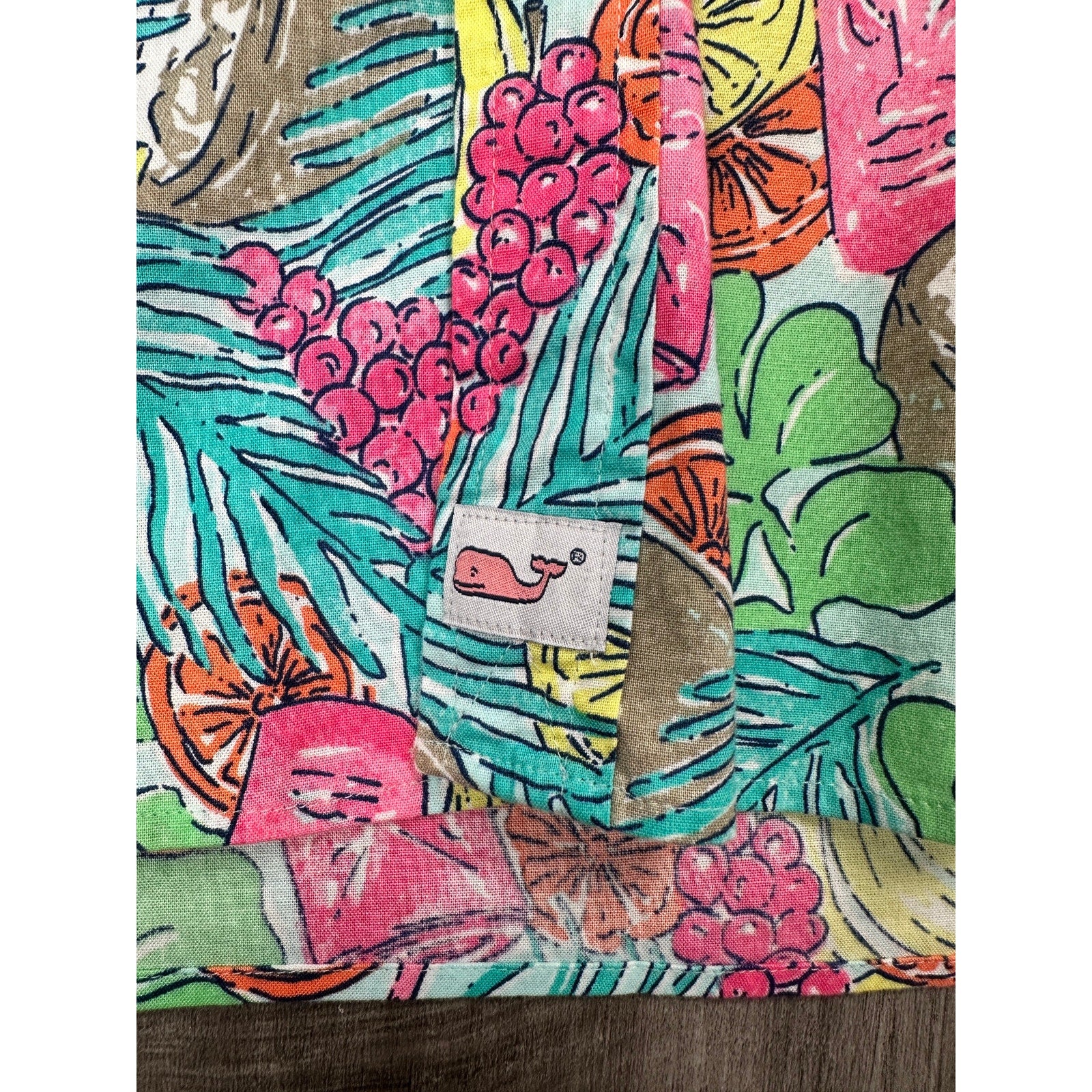 Vineyard Vines Tropical Classic Fit Short Sleeve Murray Shirt in Green, Pink, Blue, Yellow, Orange, Brown, White — Size XL // Preowned