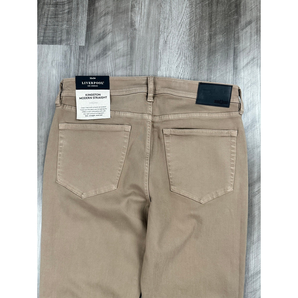 Liverpool Los Angeles Kingston Modern Straight Stretch Jean in Taupe — Size 32x34