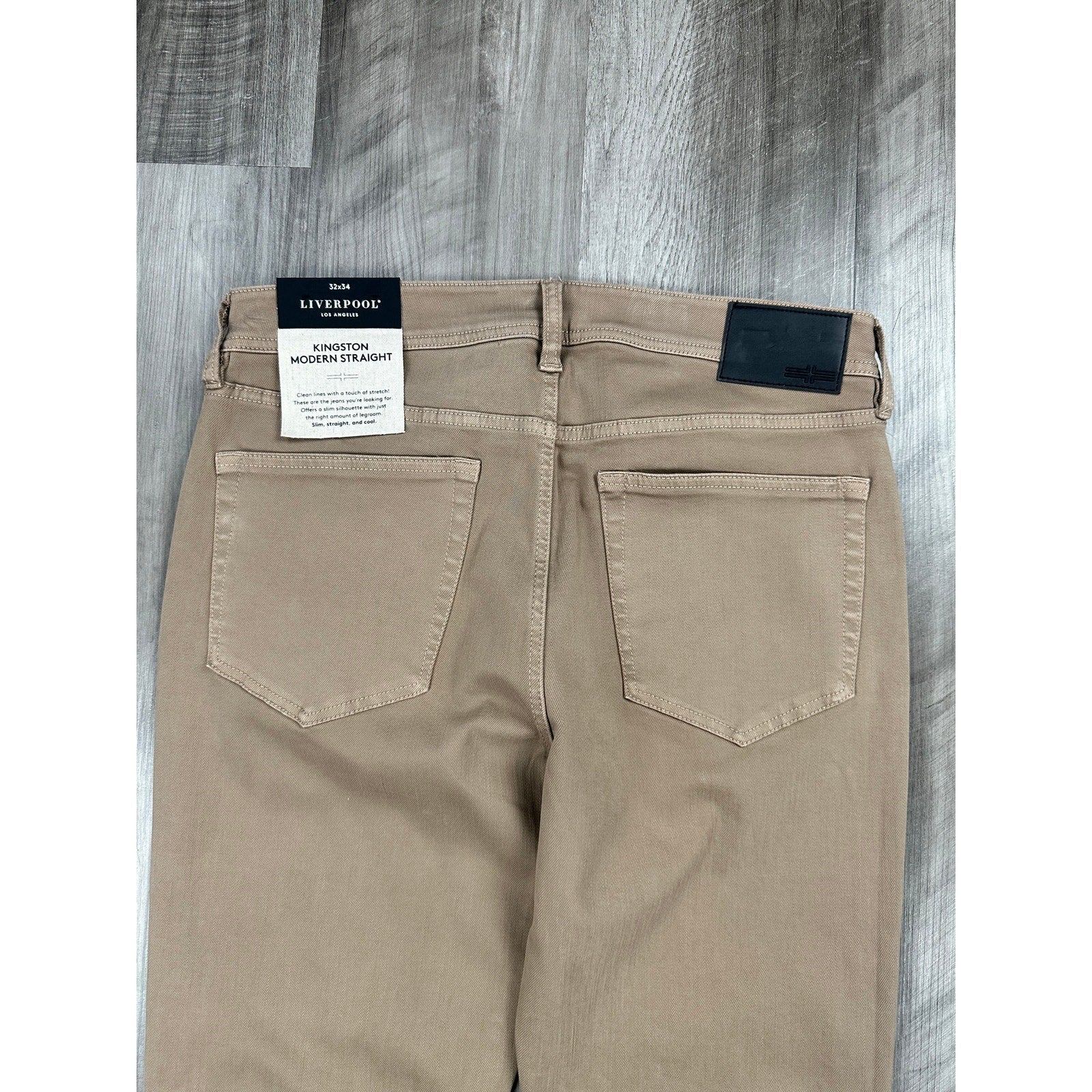 Liverpool Los Angeles Kingston Modern Straight Stretch Jean in Taupe — Size 32x34