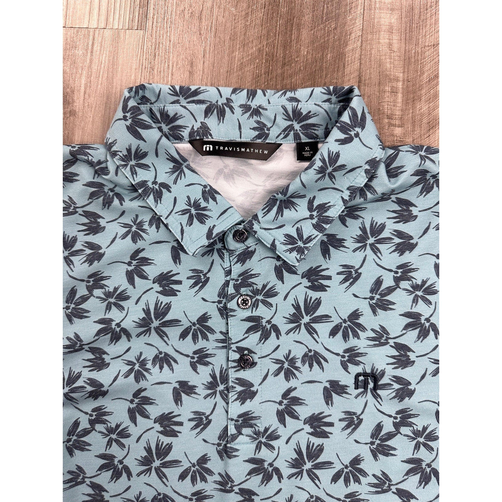 Travis Mathew Featherweight Jungle Golf Polo in Teal Navy — Size XL // Preowned