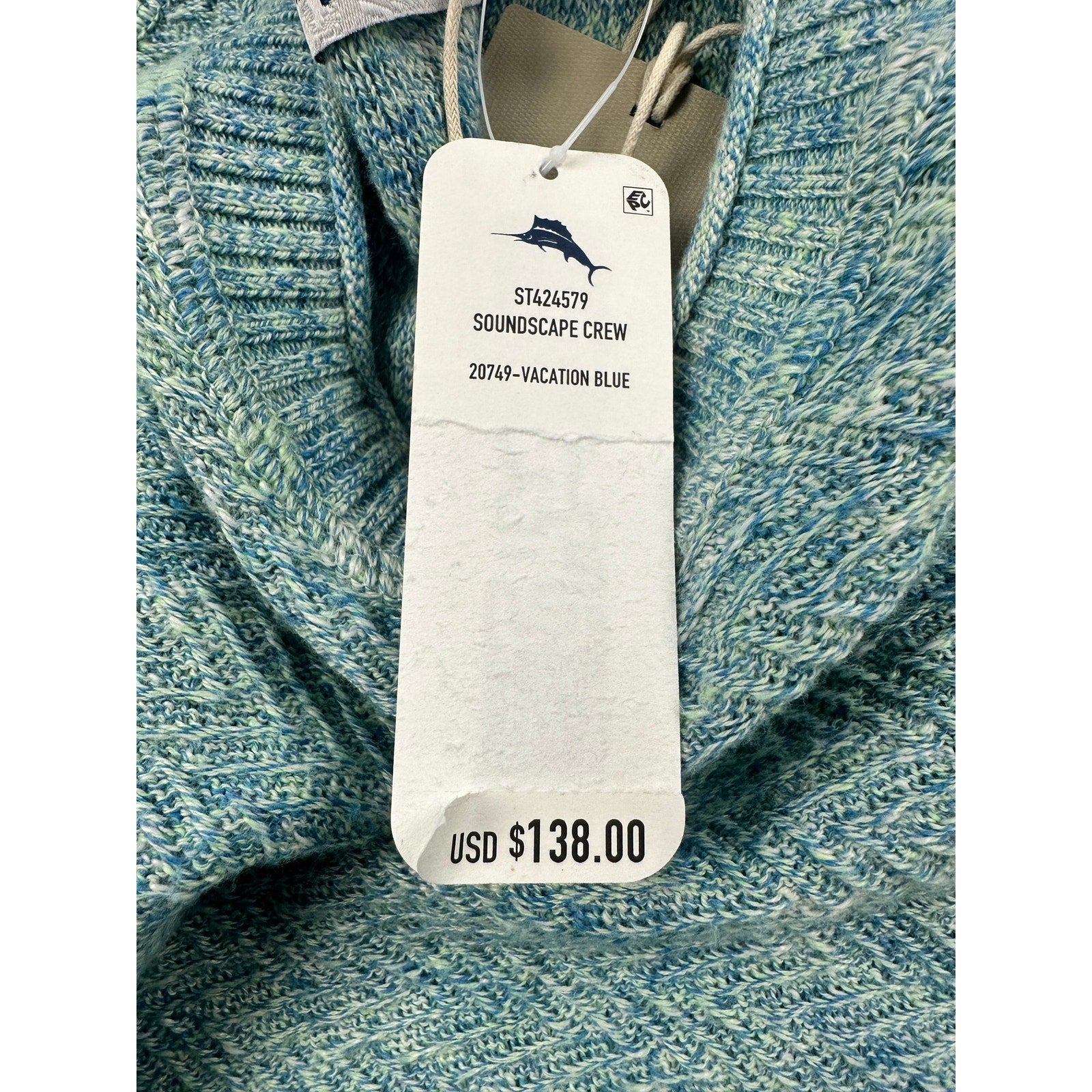 Tommy Bahama Soundscape Crew Long Sleeve Pullover Sweater in Vacation Blue — Size XL