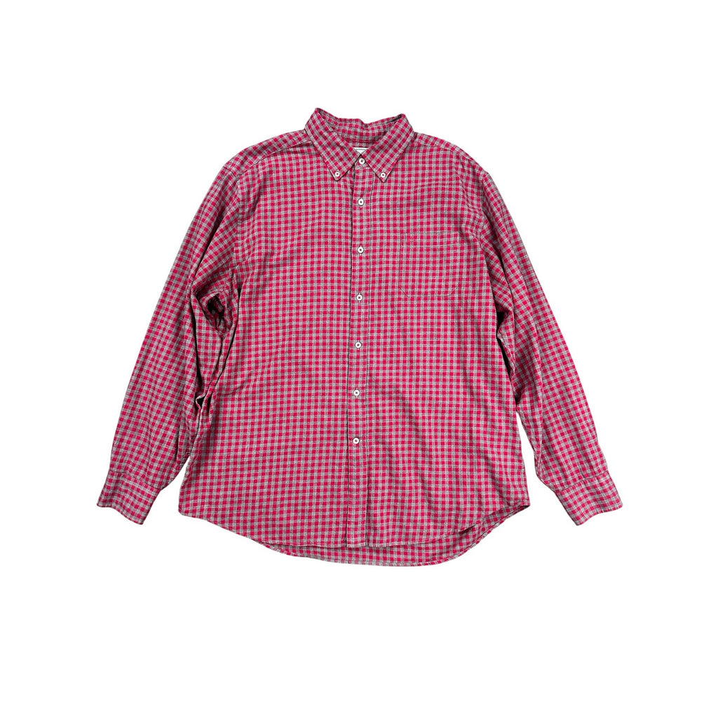 Southern Tide Classic Fit Gingham Check Button Down Shirt in Dark Pink Gray — Size XL
