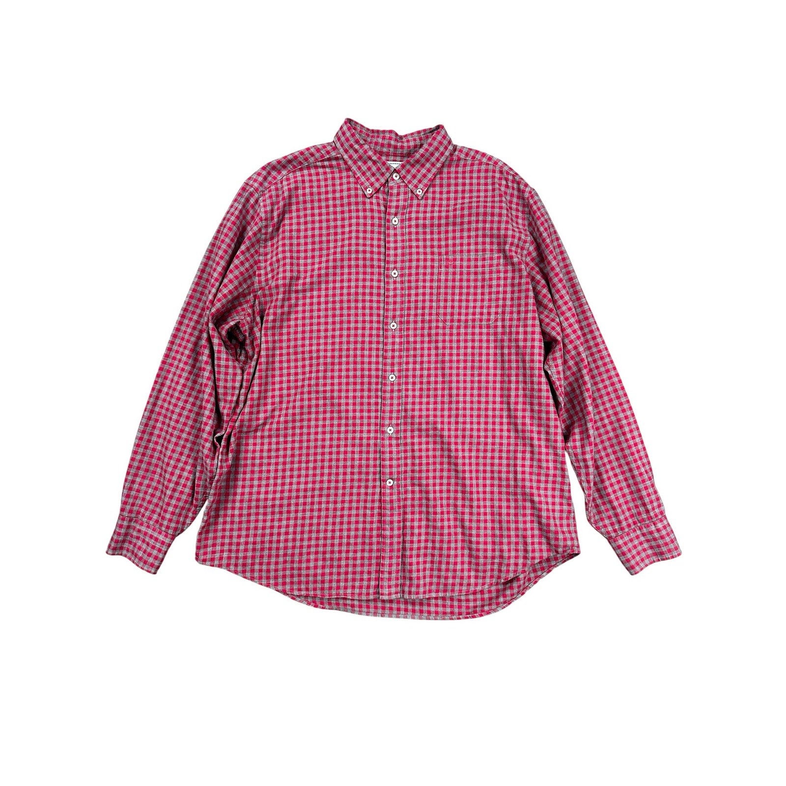 Southern Tide Classic Fit Gingham Check Button Down Shirt in Dark Pink Gray — Size XL