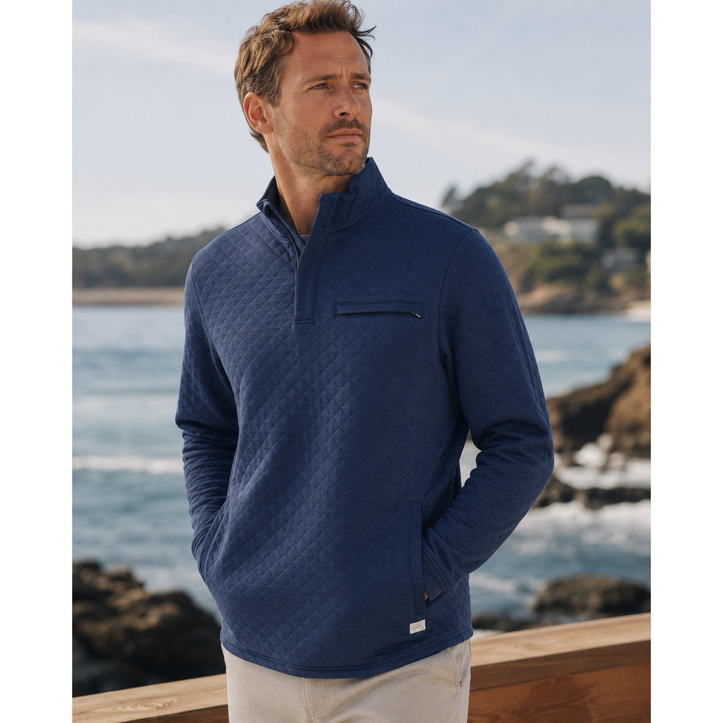 Travis Mathew Transatlantic Quarter Button Pullover in Total Eclipse — Size Small