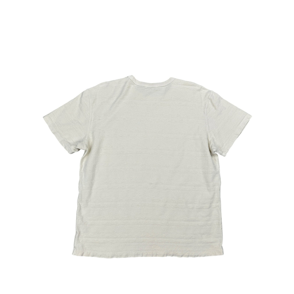 Buck Mason Vintage Jacquard Textured Stripe Pocket Tee in Cream — Size Large // Preowned