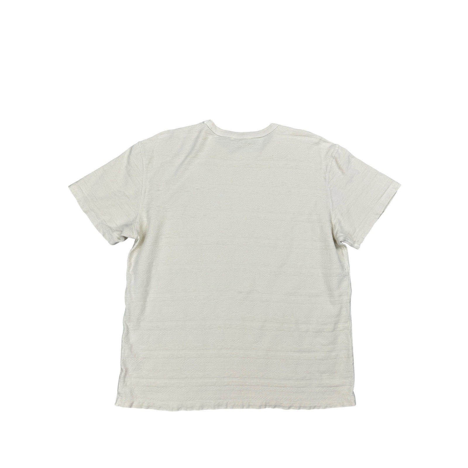 Buck Mason Vintage Jacquard Textured Stripe Pocket Tee in Cream — Size Large // Preowned