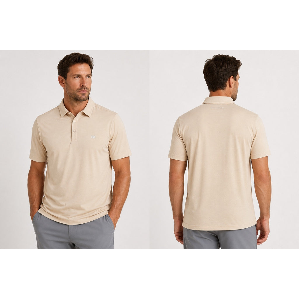 Travis Mathew Featherweight Vista Performance Jersey Golf Polo in Rattan — Size XL