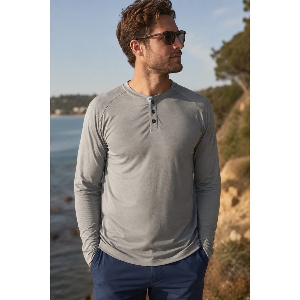 Free Fly Bamboo Flex Long Sleeve Henley in Gray — Size Large // Preowned