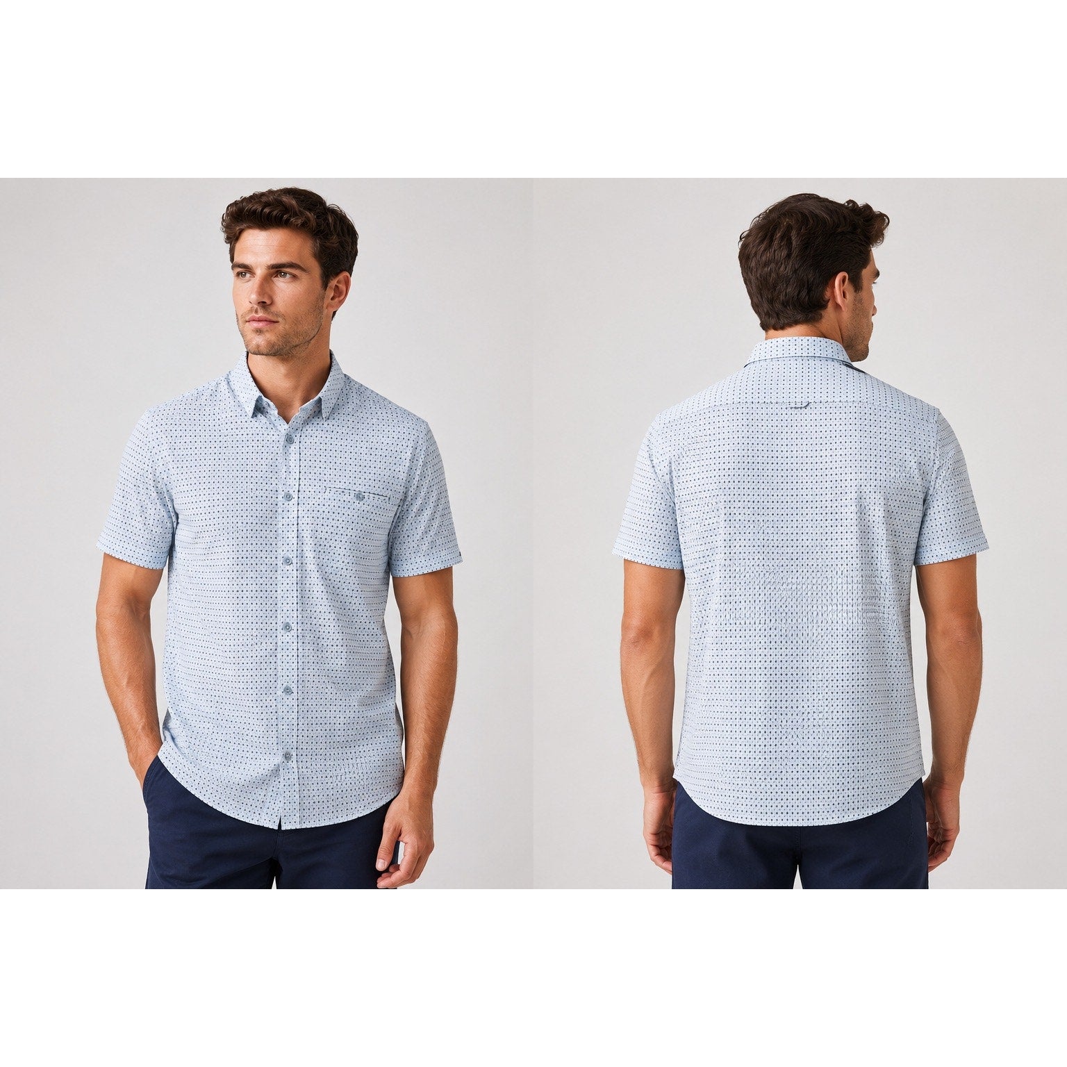 7 Diamonds Medina 4 Way Stretch Woven Short Sleeve Button Down in Light Blue — Size 3XL