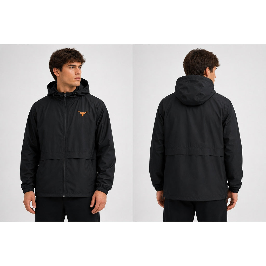 Champion Texas Longhorns Full Zip Rain Hoodie in Black — Size XL // Preowned