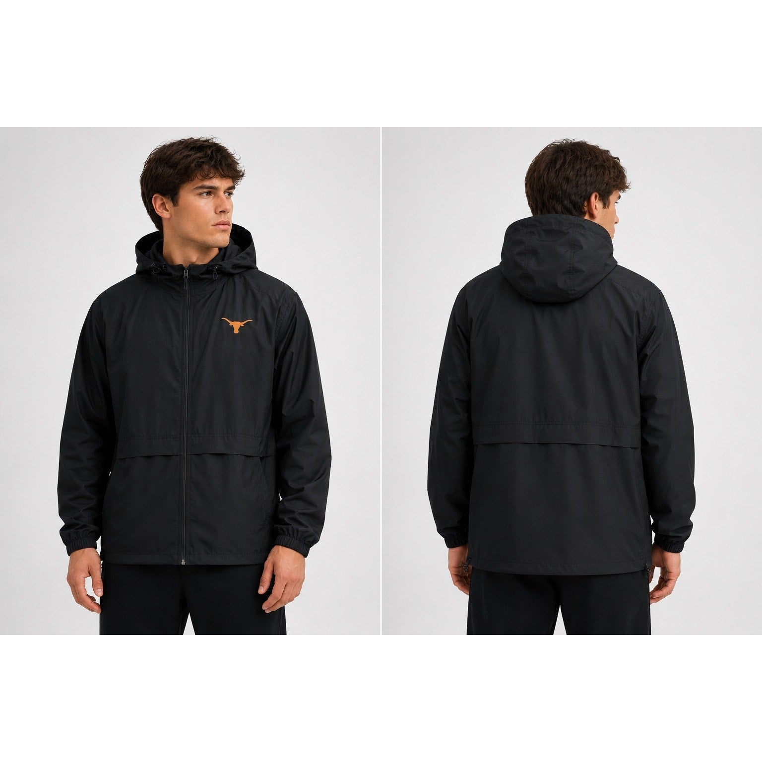 Champion Texas Longhorns Full Zip Rain Hoodie in Black — Size XL // Preowned