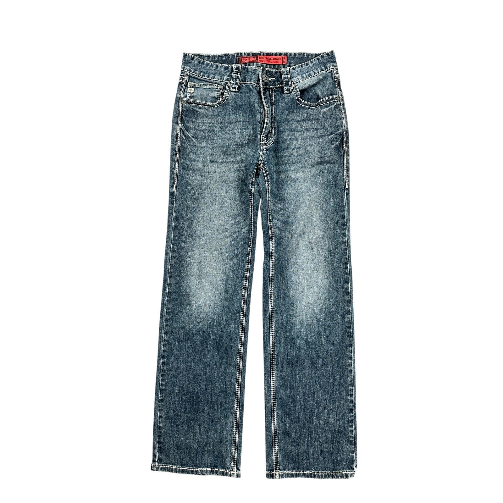 Rock & Roll Denim Double Barrel Relaxed Straight Leg Jean in Blue — Size 29x32 // Preowned