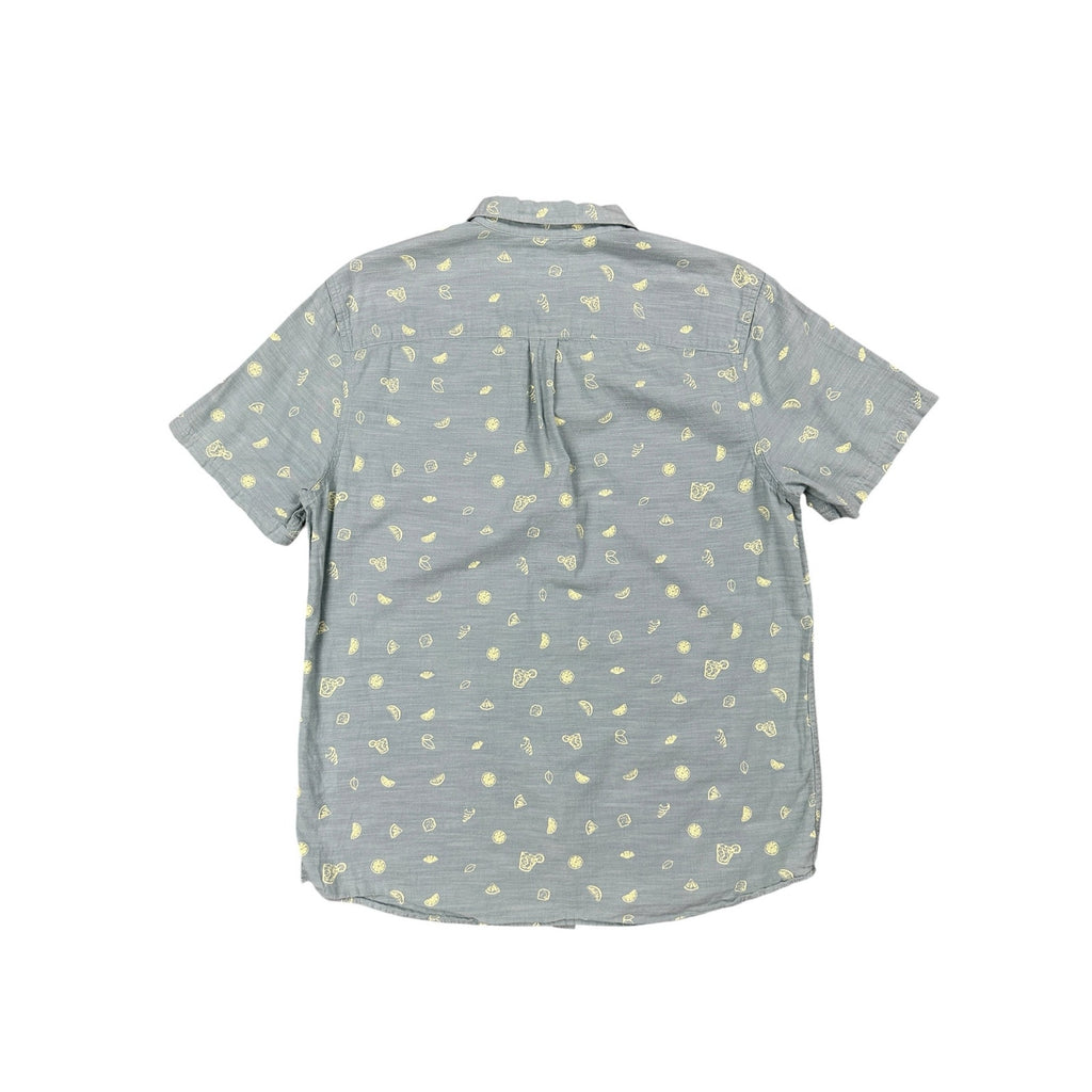 Marine Layer Poole Short Sleeve Button Down in Sage Gray and Yellow — Size Large // Preowned