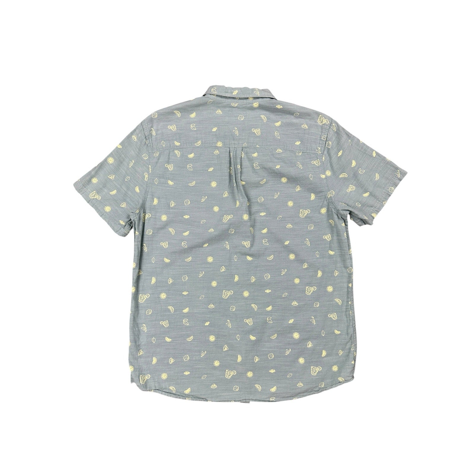 Marine Layer Poole Short Sleeve Button Down in Sage Gray and Yellow — Size Large // Preowned