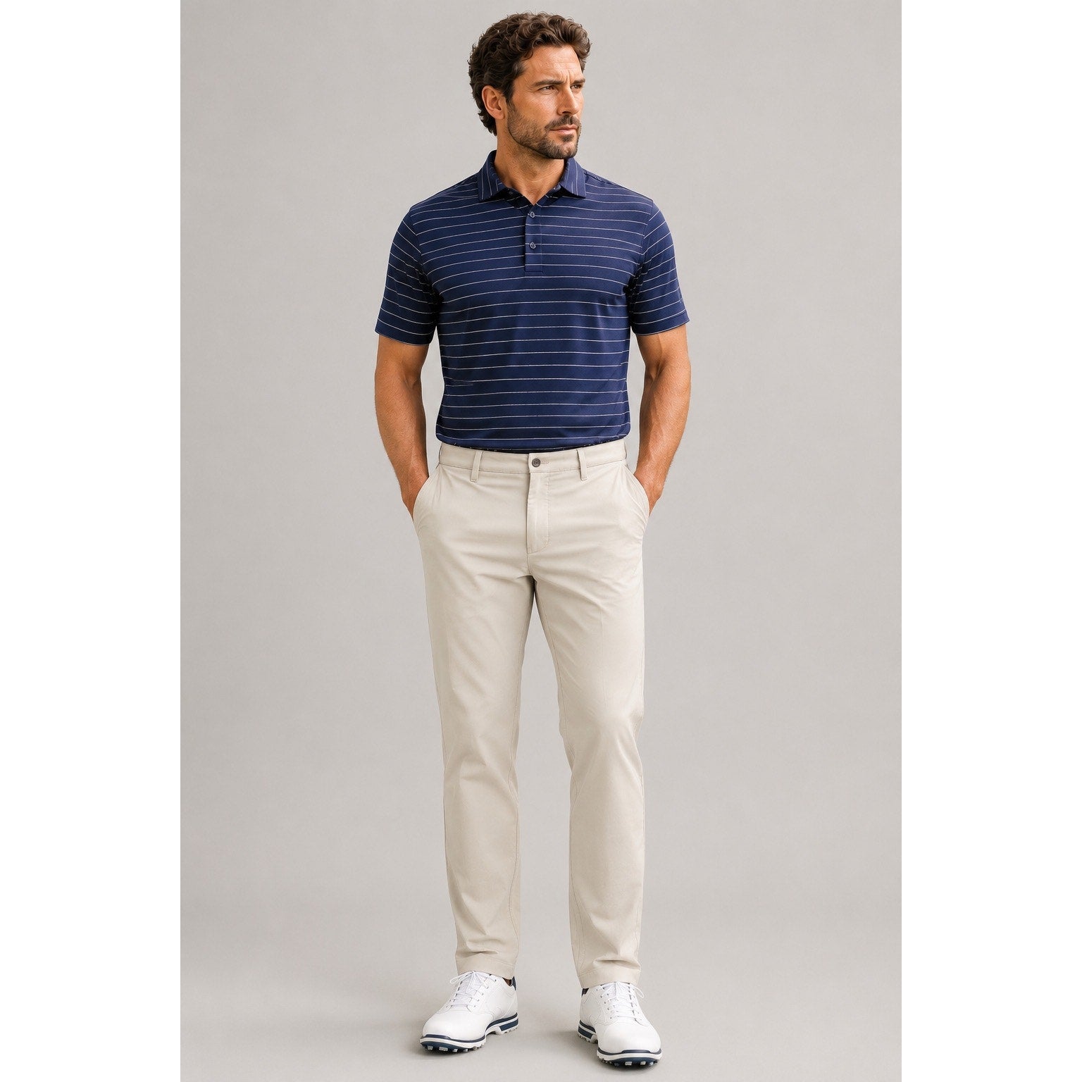 FootJoy FJ Athletic Fit 5-Pocket Performance Golf Pant in Tan Khaki — 38x32