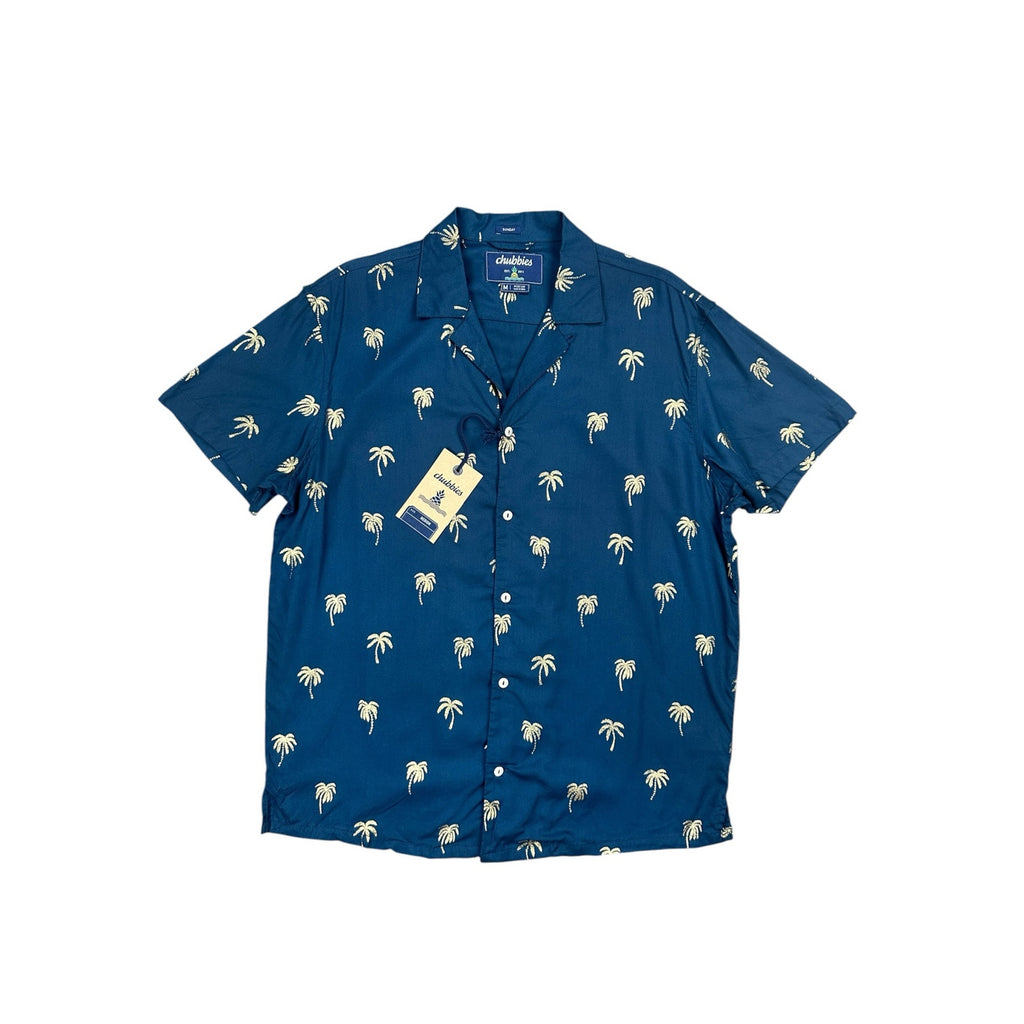 Chubbies The Gold Palm Rayon Sunday Short Sleeve Button Down Shirt — Size Medium