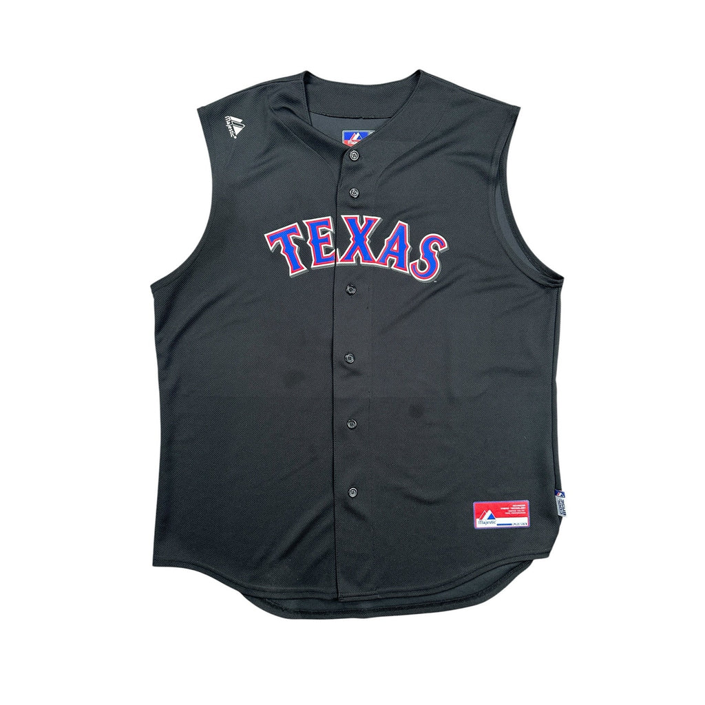 Majestic Texas Rangers Cool Base Blackout Sleeveless Mesh Jersey — Size L
