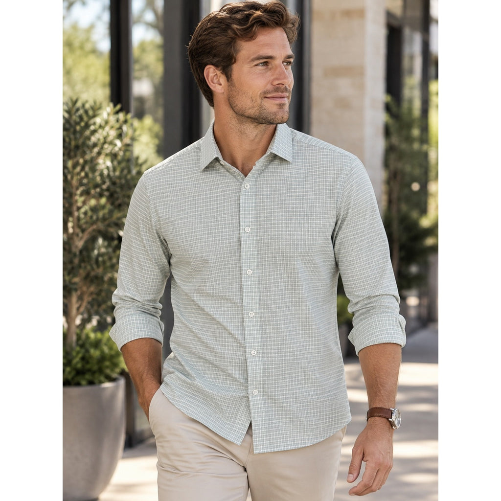 Mizzen+Main Leeward Collection Performance Plaid Trim Fit Long Sleeve Shirt — Size Medium // Preowned