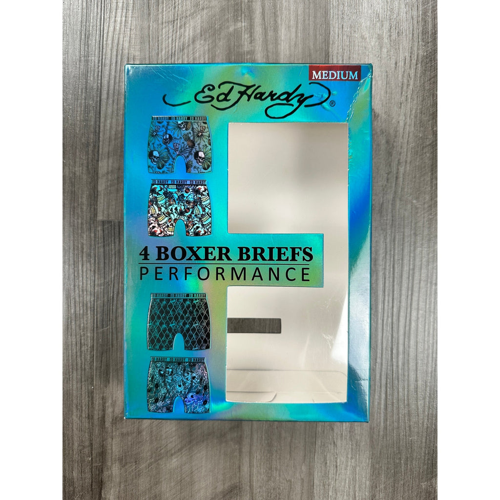 Ed Hardy Performance Boxer Briefs 4-Pack — Size Medium
