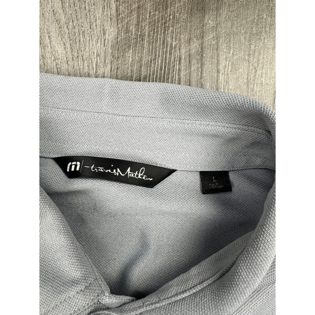 TravisMathew Real Treat Striped Stretch Golf Polo in Gray, Black, Purple — Size Large // Preowned