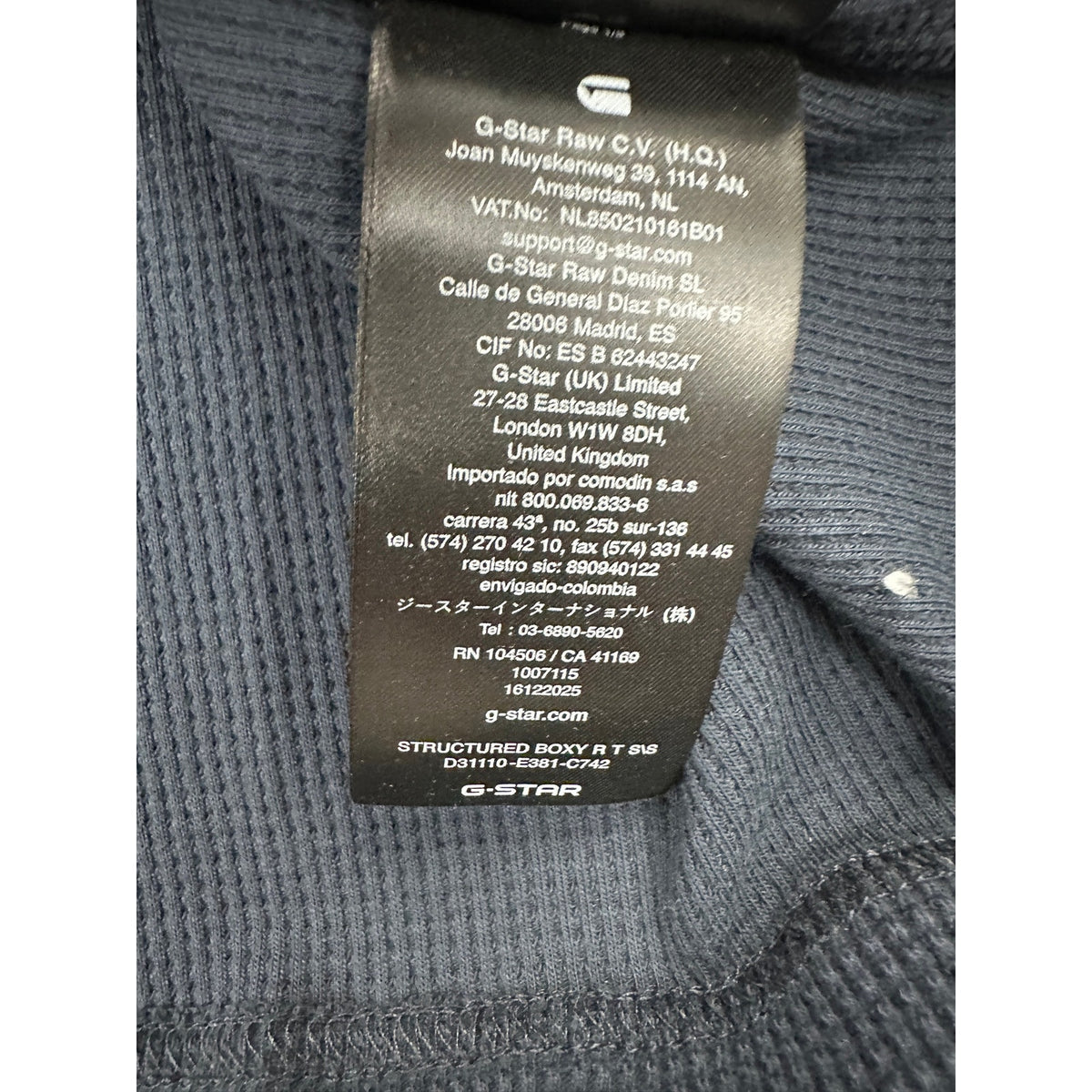 G-Star Structured Boxy Waffle Jersey Knit Tee — Size Large