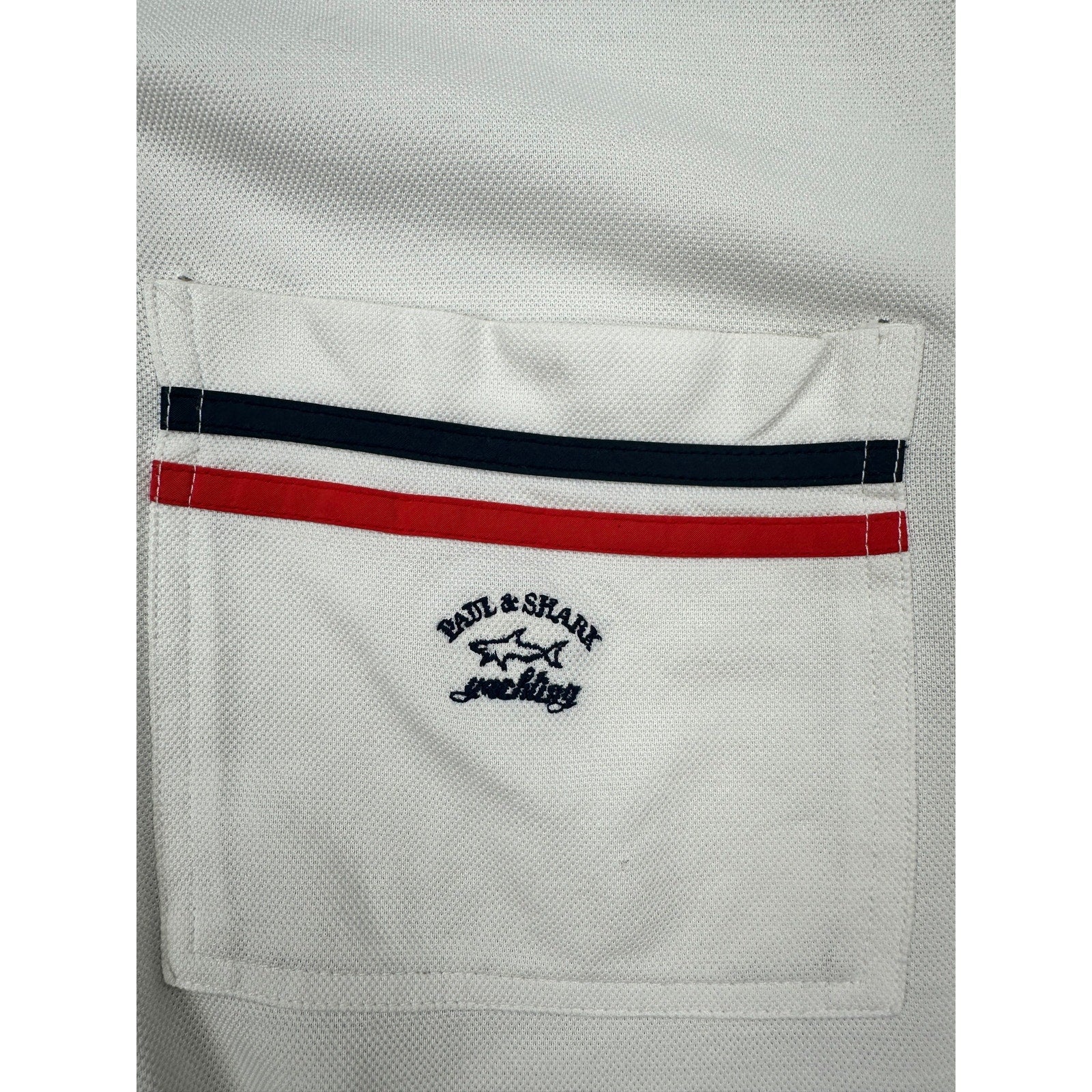 Paul & Shark Yachting Made in Italy Vintage Rainbow Stripe Collar Polo in White with Rainbow — Size Large // Preowned