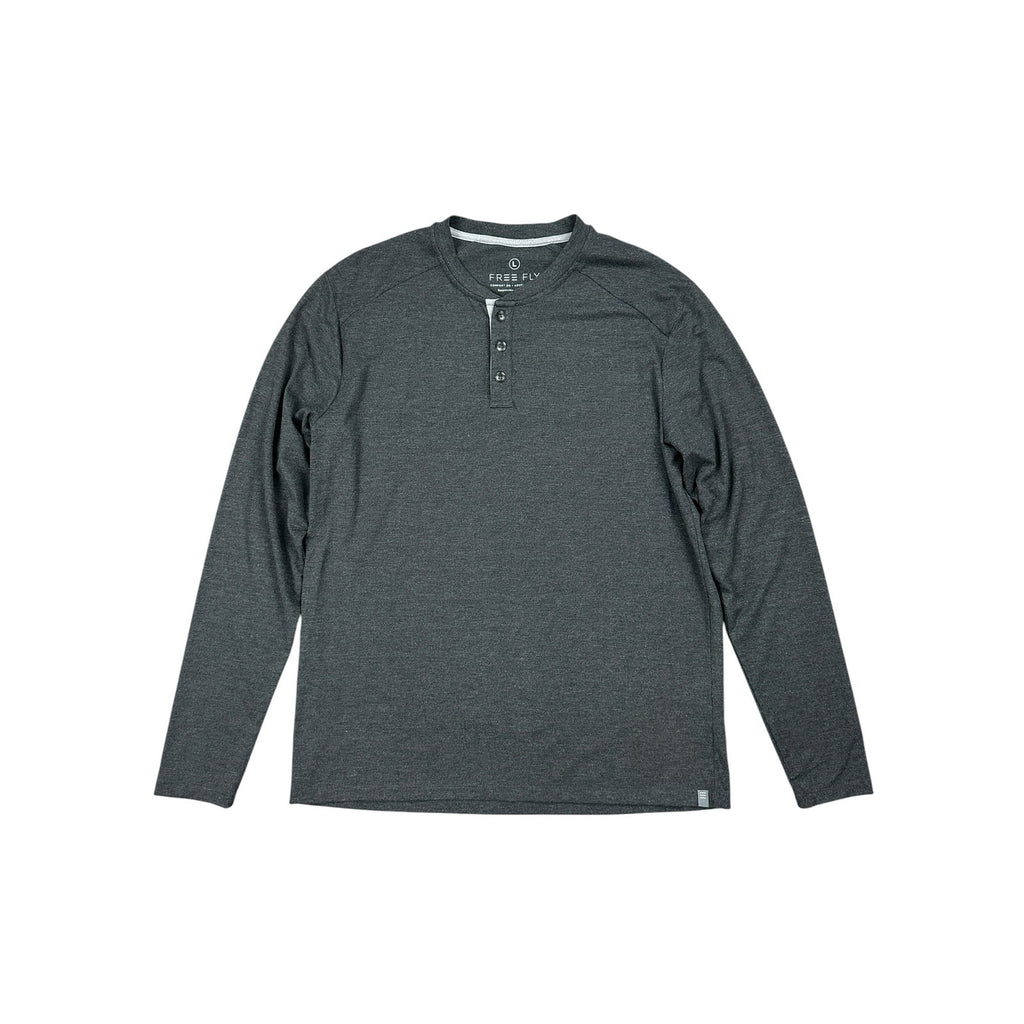 Free Fly Bamboo Flex Long Sleeve Henley in Charcoal — Size Large // Preowned