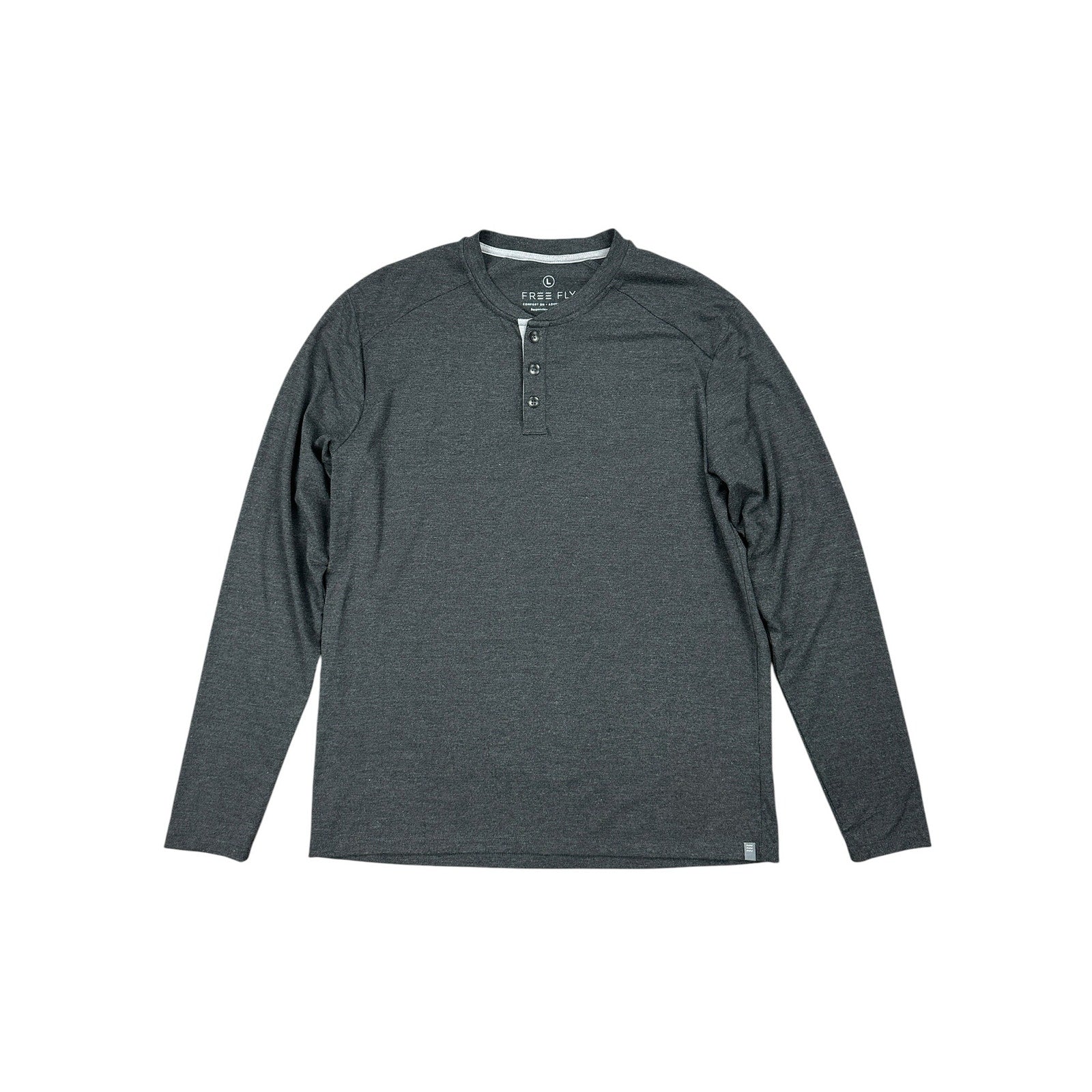 Free Fly Bamboo Flex Long Sleeve Henley in Charcoal — Size Large // Preowned