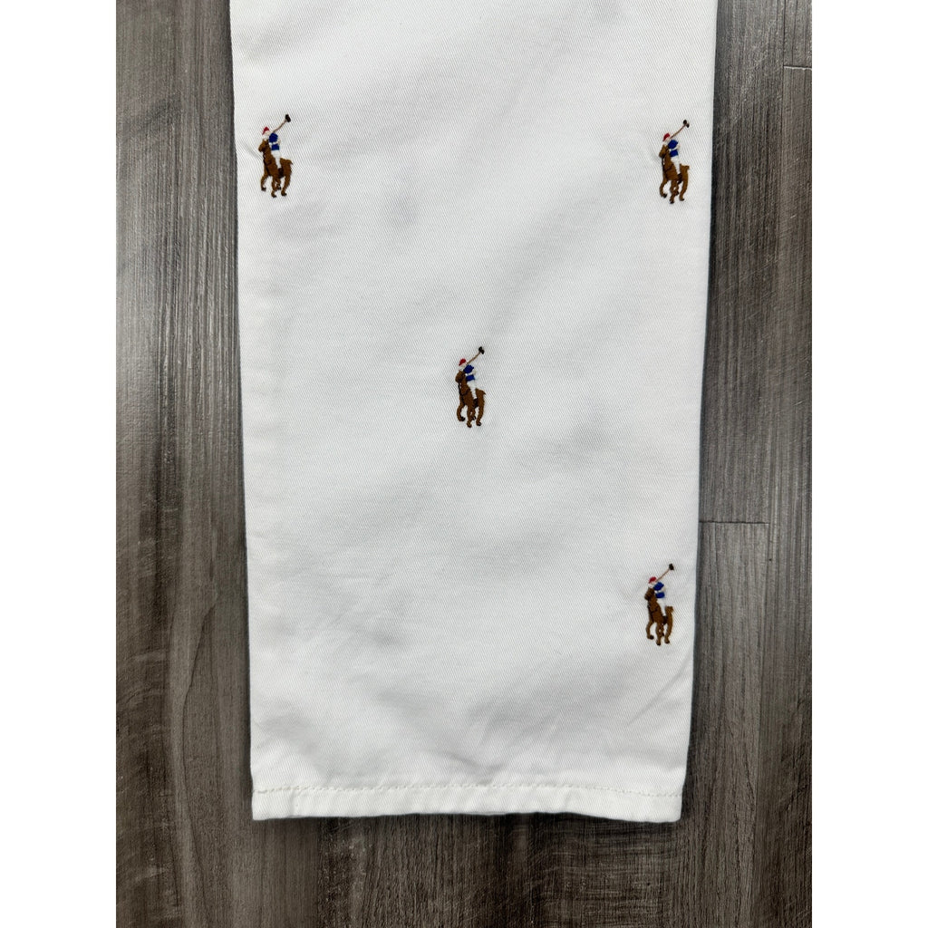 Polo Ralph Lauren All Over Pony Print The Sullivan Slim Jeans in White — Size 30x30