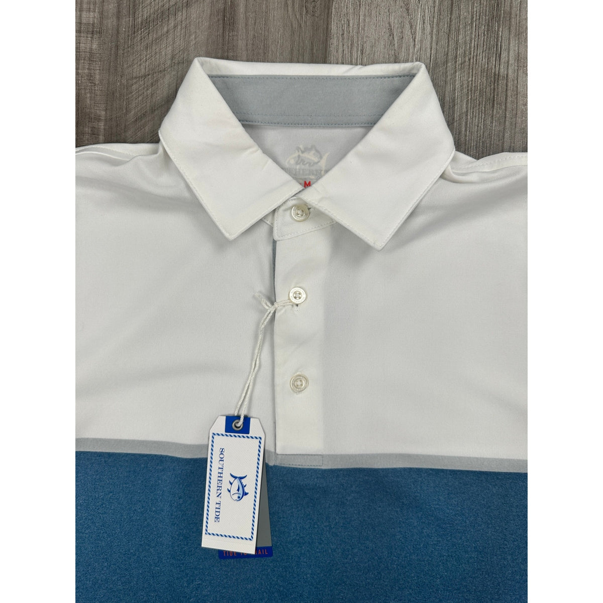 Southern Tide Tide to Trail Pamona Stripe Heather Performance Polo — Size Medium