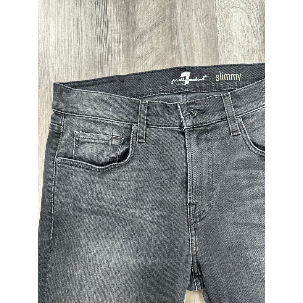 7 For All Mankind Slimmy Straight Leg Jean in Black — Size 33 // Preowned