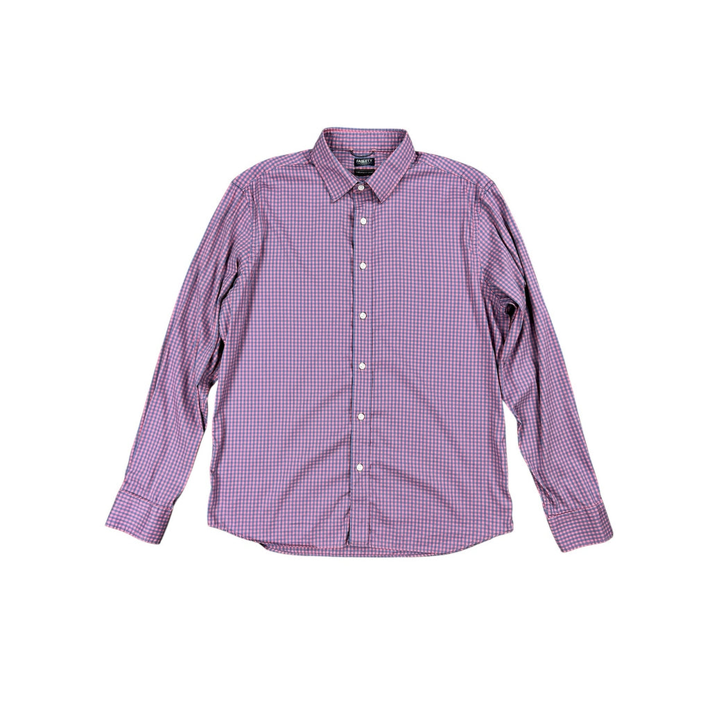 Faherty The Movement Long Sleeve Shirt in Blue Rose Gingham — Size Large // Preowned