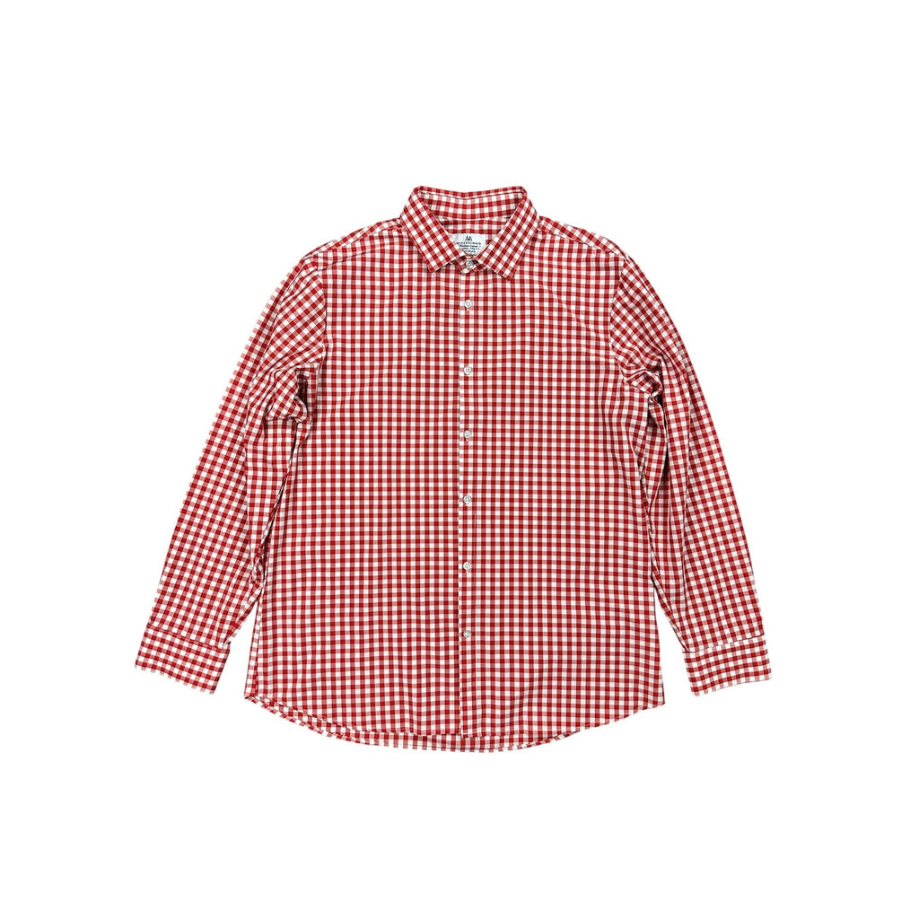 Mizzen+Main Trim Fit Checkered Long Sleeve Button Down in Red and White — Size 2XL // Preowned