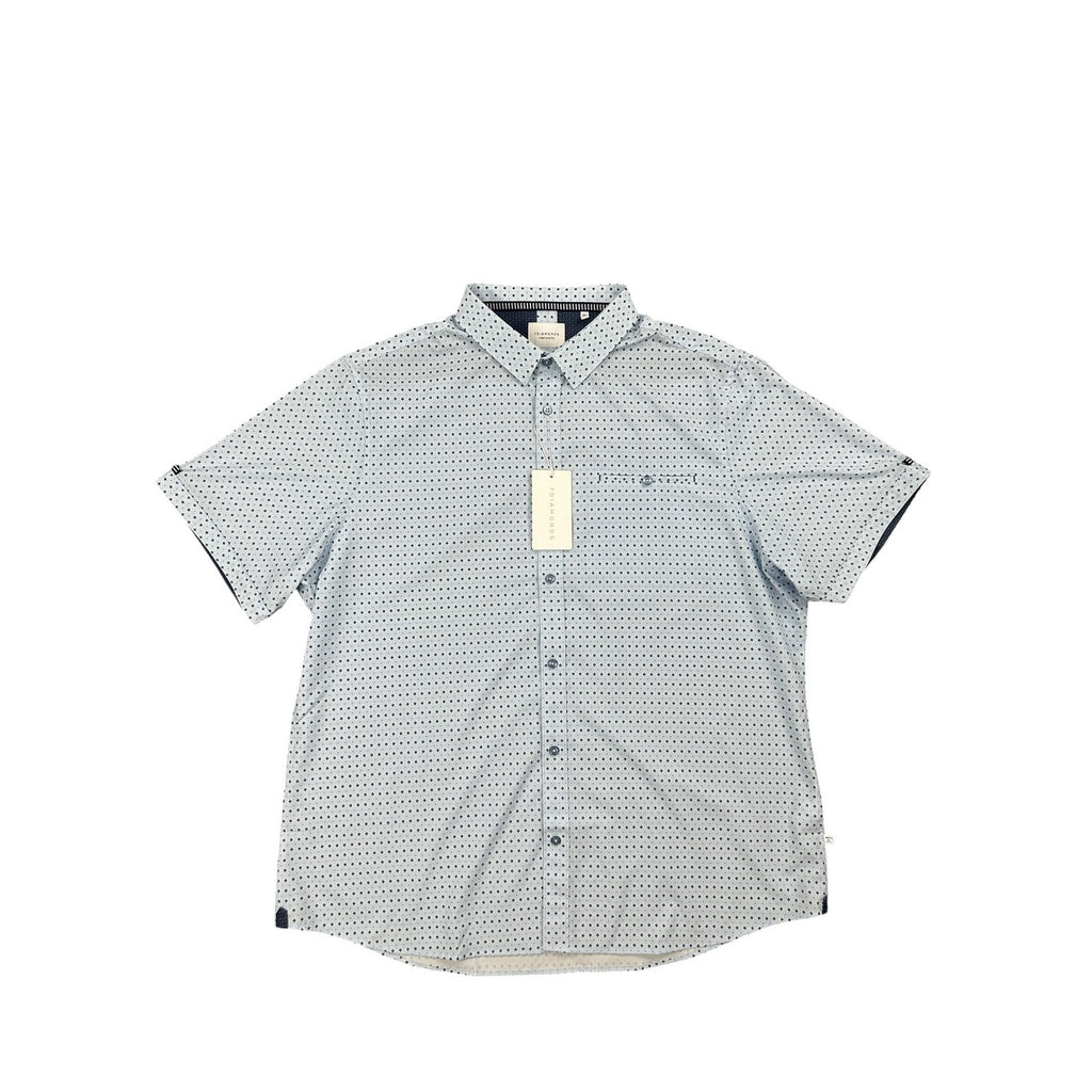 7 Diamonds Medina 4 Way Stretch Woven Short Sleeve Button Down in Light Blue — Size 3XL