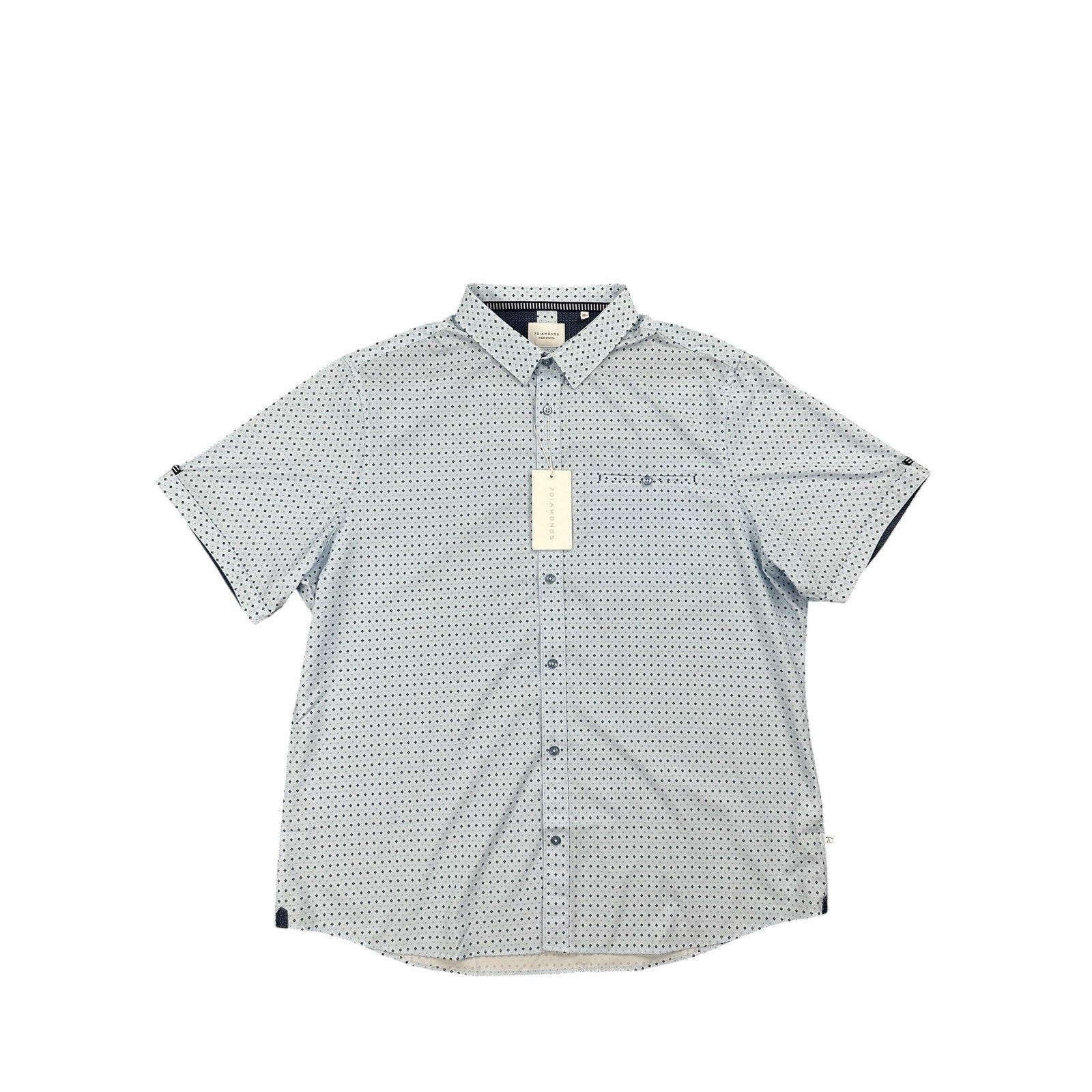 7 Diamonds Medina 4 Way Stretch Woven Short Sleeve Button Down in Light Blue — Size 3XL